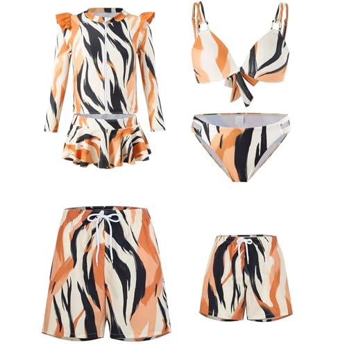 Mommy and Me Swimsuits Floral Print Bathing Suit Family Matching Monokini Bikini Set Beachwear Swimwear(Female,Small)