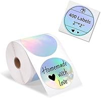 Vista 13 de Memoking Etiqueta térmica circular de 2 pulgadas, etiqueta adhesiva redonda autoadhesiva, etiqueta de impresora térmica directa circular para diseño