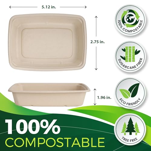 Tazones rectangulares desechables 32oz, pack 100 unidades miniatura 2