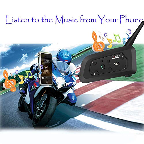 Helmet Intercom Motorcycle Communication System Vnetphone V6 Interphone Moto Helmet Bluetooth Wireless Intercom Headset (850mAh Longer Battery life/Handsfree/Range-1200M) (1pack) - Thumbnail 6