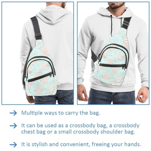 Bolsa cruzada pequeña y ligera con cremallera y diseño abstracto multicolor 2