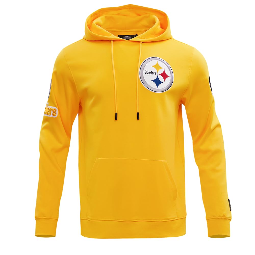 Pro Standard Mens NFL Pittsburgh Steelers Classic Chenille Pull Over Hoodie Yellow L