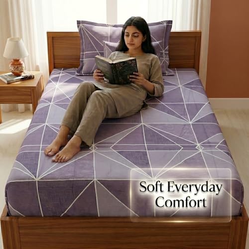 Image of Mafatlal 125 GSM Merino Single Size Bedsheet with Pillow Cover | 90 x 60 Inches | Soft, Breathable & Lightweight | Wine