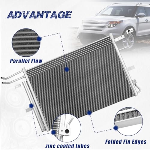 Image of Air Conditioning A /C Condenser Compatible with Ford Explorer 2011-2019 V6 3.5L Naturally Aspirated # BB5Z19712A, EB5Z19712A