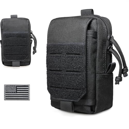 WYNEX Taktische EDC Tasche, Molle Utility Pouches Gadget Organizer Telefon Halter Hüfttasche Smartphone Tasche Werkzeug Holster Tasche Schwarz