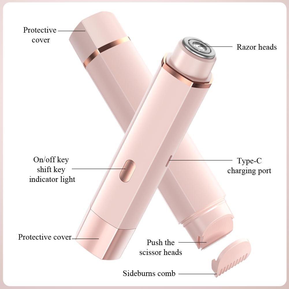 (Newly Upgraded) Bikini Trimmer for Women - Painless Electric Razors with Dual-Head for Silk Skin, Rechargeable Pubic Hair Trimmer Womens,IPX7 Waterproof&Easy Cleaning, USB Charge Pink