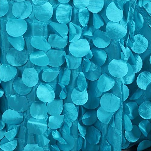 Round Petal Leaf Circles Taffeta Runner, Round 90, 108, 120 Rectangular 90x132, 90x156 (Multiple Color Available) (Runner, Turquoise)