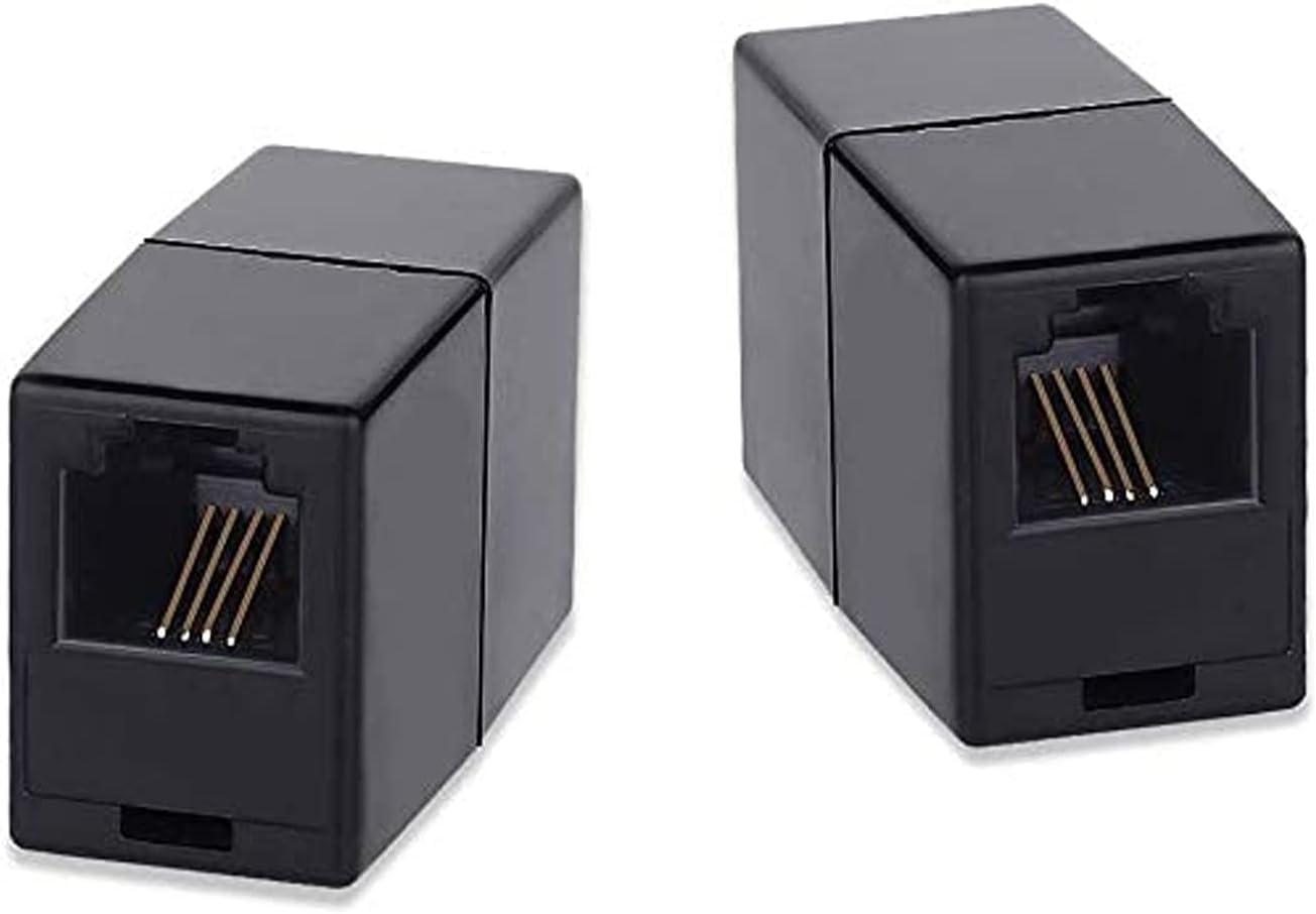 Amazon | 2個 ブラック モジュラー延長アダプタ RJ11 6P4C インライン