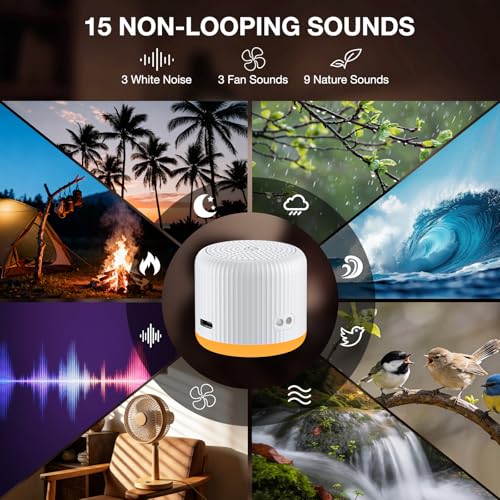 Image of LEICEX Portable Sound Machine,Travel Sound Machine with Light,15 Non-Looping Sound Timer and Memory Play, Mini White Noise Machine for Sleeping Office Privacy Travel Gift