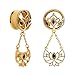 Produktbild KUBOOZ 1 Paar Goldene Lotus Anhänger Edelstahl Schraube Ohrstöpsel Tunnel Messgeräte Keil Piercings 0g 8mm to 1 inch 25mm