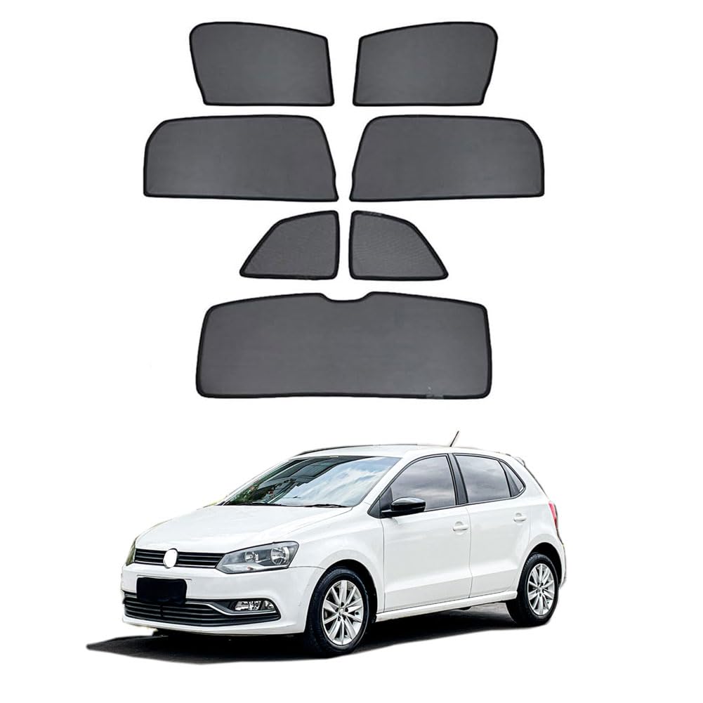 Tendine Parasole Auto Bambini Tenda Parasole per Polo 6R Hatchback MK5 2009-2017 Protezione UV e Privacy Tende Magnetica Finestrini Laterali Posteriore Accessori,7pcs