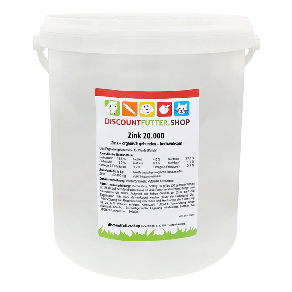 Zink 20.000 Pellets für Pferde, organisch, hochdosiert, 5 kg | Bei Zinkmangel, Haut, Fell & Hufe, ohne Getreide & Zuckerzusatz
