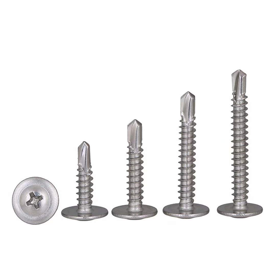 BOZONLI M4.2 Self Drilling Wood Screws, Stainless Steel Pan Head Self Tapping Screws, Drilling Screws with Flanged Head, M4.2×16mm,20 pcs