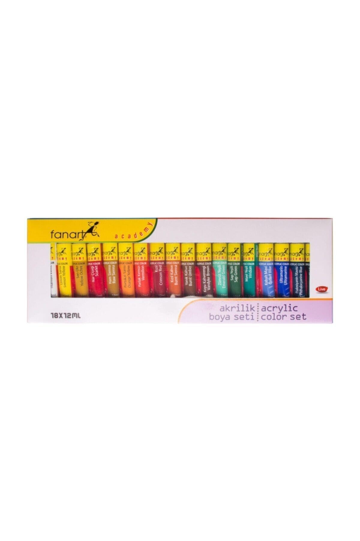 FANART 2000.S18 ACADEMY AKRYLOWE zestaw farb akrylowych 18 x 12 ml