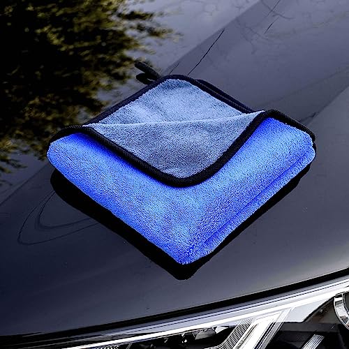 Image of Auto Hub Microfiber Cloth for Car - 600 GSM (40x40 CM) Car Cleaning Cloth, Thick Plush, Lint Free, Streak Free Microfiber Cloth for Bike & Car Washing & Drying Pack of 6-Blue
