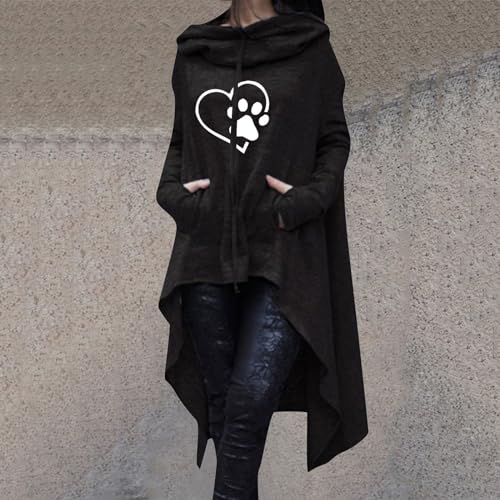 WZMYDBD Sweatjacke Damen Lang Hundepfoten Druck Hoodie Vintage Y2k Sweatshirt mit Kapuze Halloween Mode Outfits Lustiger Harajuku Kapuzenpullover Freizeit Fashion Streetwear Locker Langarm Tops