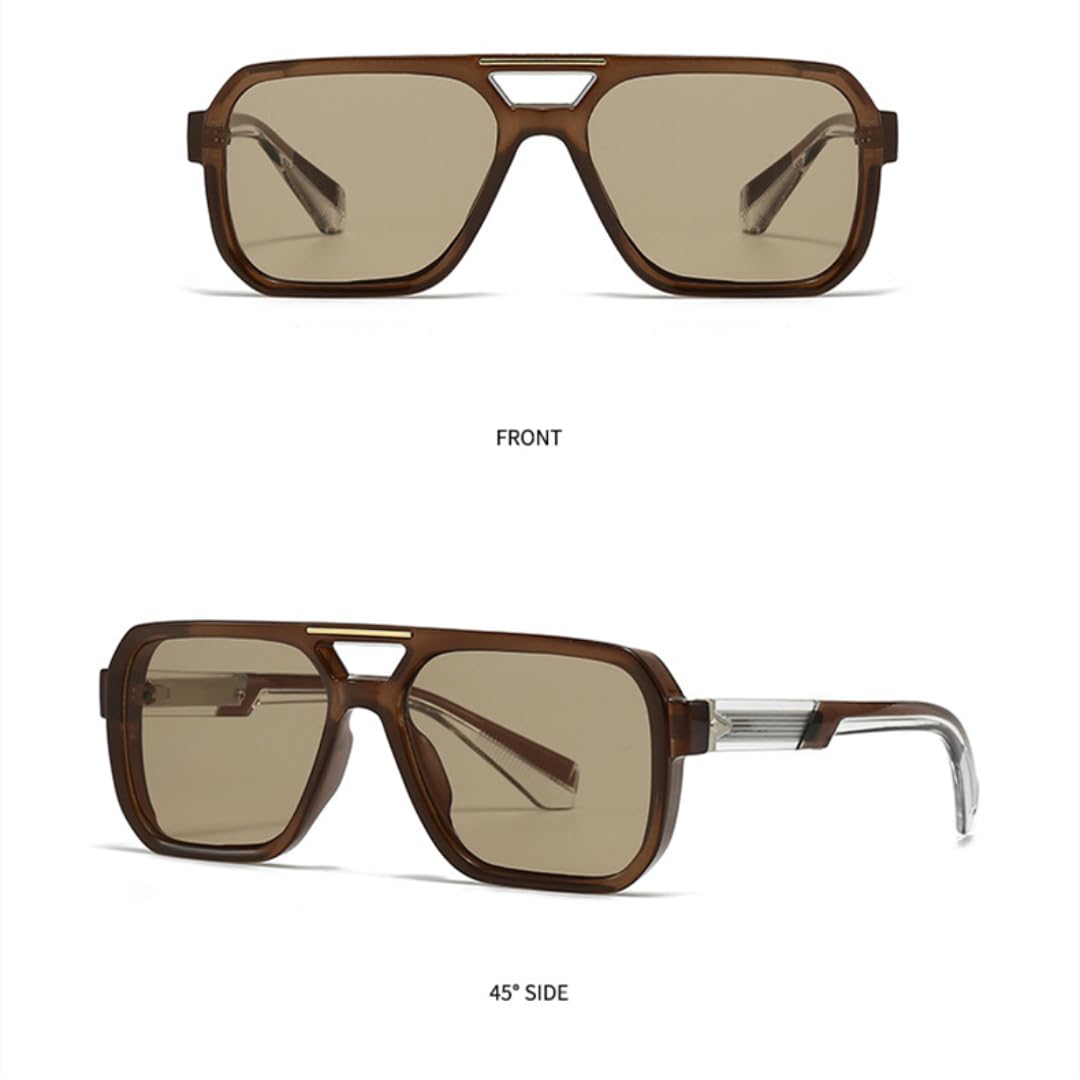 Gafas de sol para hombre y mujer, estilo retro con remaches, tonos azul té, protección UV400, gafas de sol degradadas para exteriores.