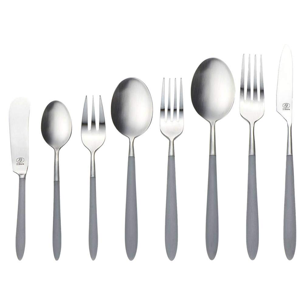 Amazon｜Sola エクセター カトラリー 16点セット ブラック&シルバー