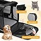 Amexo Transporttasche für Katze Hund, Hundebox Faltbar Katzen Transportboxen Hundetragetasche Transportbox mit Tragegriffen & Decke für Mittelgroße Katzen & Hunde bis 10 kg, 44 x 27 x 28 cm（Schwarz）