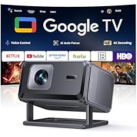 【Built-in Google TV】Smart 4K Projector for Home Cinema, Native 1080P Portable Short-Throw Projector with Apps, Auto Focus & 6D Keystone, WiFi 6 Bluetooth 5.3 Movies Projectors for Bedroom, Outdoor