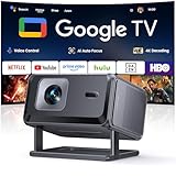 [Google TV & Offizielle Apps] Beamer 4K Unterstützt, Smart Beamer Heimkino 1080P FHD, Autofokus & Trapezkorrektur, WiFi Bluetooth Tragbarer Projektor mit Drehständer für Outdoor/Handy