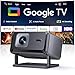[Google TV & Offizielle Apps] Beamer 4K Unterstützt, Smart Beamer Heimkino 1080P FHD, Autofokus & Trapezkorrektur, WiFi Bluetooth Tragbarer Projektor mit Drehständer für Outdoor/Handy