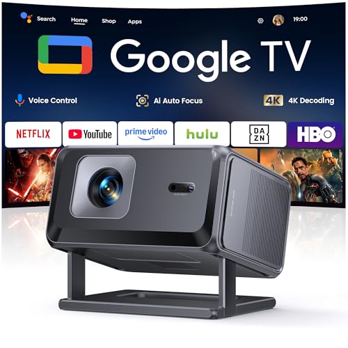 Vidéoprojecteur 4K【Google TV/Auto Focus/Keystone】Mini Projecteur Portable FHD 1080P Courte Focale, Contrôle Vocal, TOPTRO Mini Rétroprojecteur Portable WiFi6 Bluetooth 5.4 Home Cinema/Plafond/Chambre