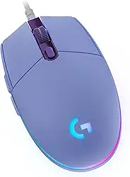 Mouse Gamer Logitech G203 LIGHTSYNC RGB, Efeito de Ondas de Cores, 6 Botões Programáveis e Até 8.000 DPI - Lilás
