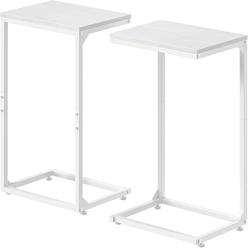 Miniatura 1 de Juego de 2 mesas auxiliares en forma de C, mesa auxiliar de mesa C, mesa auxiliar pequeña para sofá, mesa auxiliar para sala de estar, dormitorio,