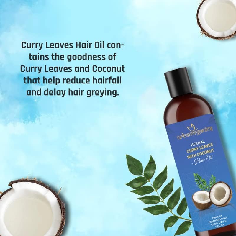 Urbanorganics Herbal Curry Leaves with Coconut Hair Oil, Premium Hair Care