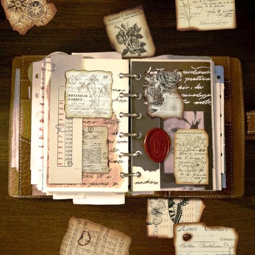 prstincol vintage journaling stickersscrapbook supplies for planners100pcs junk journal supplies with antique map prints distressed edges for kids teenagers adults