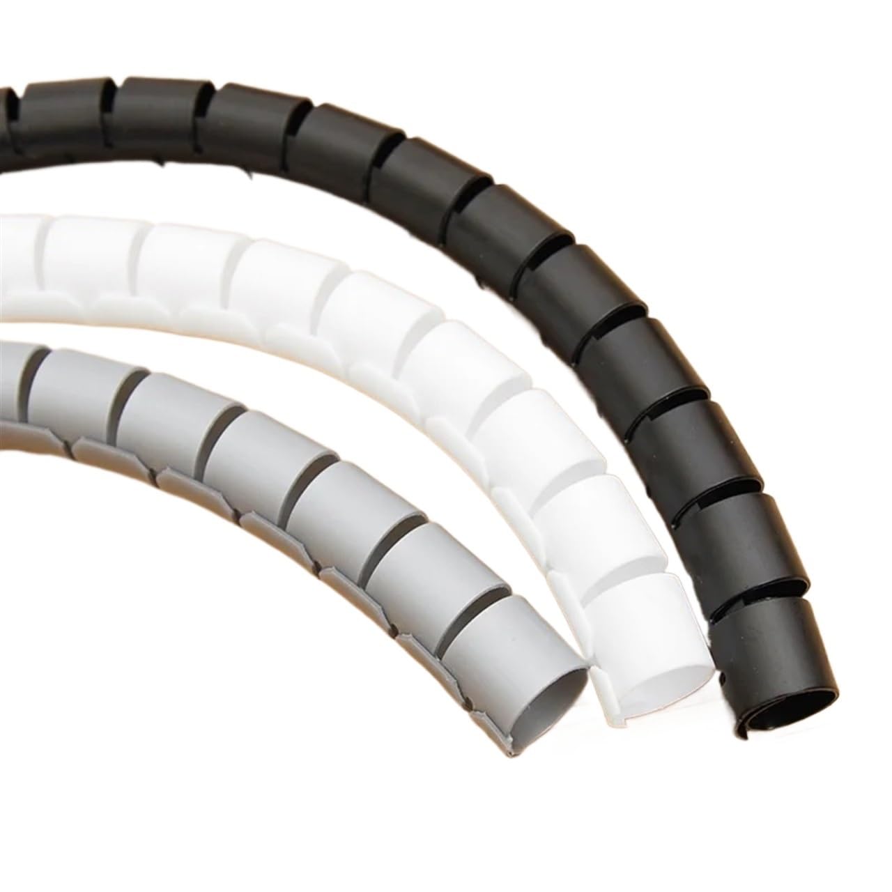 Avvolgicavo a Spirale in plastica | Gestione cavi multicolore, ID 22 mm, 1-10 m: organizza i cavi(White,10 Meters)