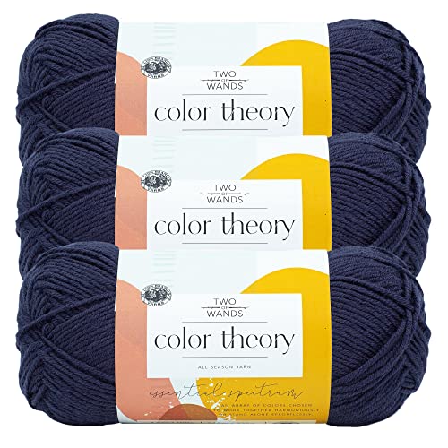 Image of Lion Brand Yarn, Color Theory Worsted Weight Yarn for Knitting and Crochet, Admiral, 3 Pack, Acrylic Fiber with Modern Color Palette, Perfect for Sweaters, Hats and Cozy Blankets