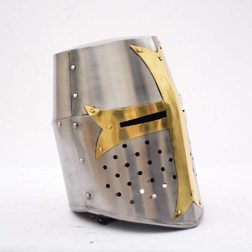 Generic Artigianato Romano Casco Medievale Crusader Ottone per Adulti Unisex, Ideale per Eventi Rinascimentali, Rievocazioni, Società Storiche e Uso Decorativo