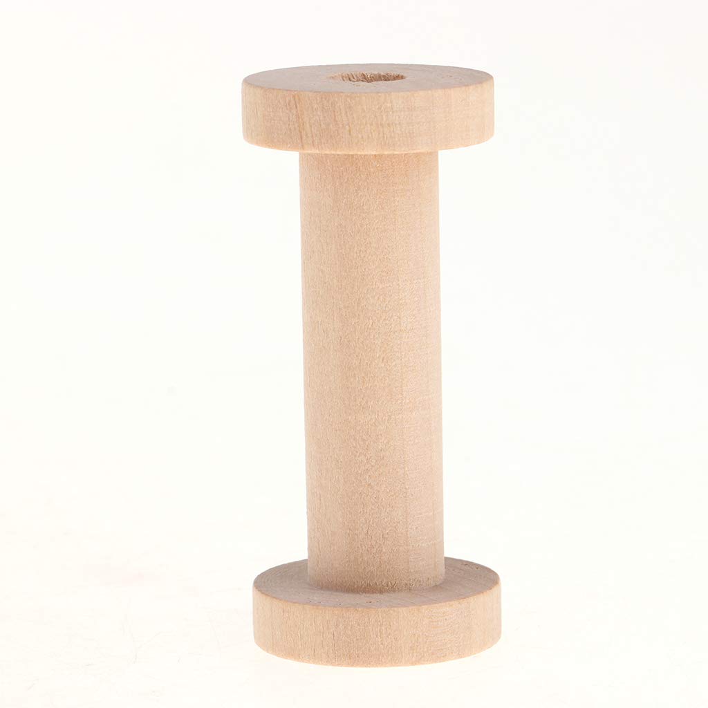 PATIKIL Bobine Vuote in Legno 1 x 0,4, 20pz Bobina Filo per Cucire Legno Non Finito Bobine Tessitura Filo Naturale per Artigianato Ricamo, Colore Legno