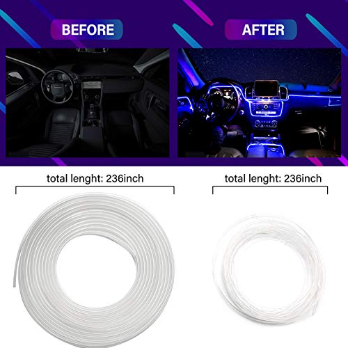 Striscia luminosa LED per interni auto, 16 milioni di colori 5 in 1 con fibra ottica da 236 pollici, kit di illuminazione ambientale RGB multicolore suono attivo atmosfera automobilistica – controllo