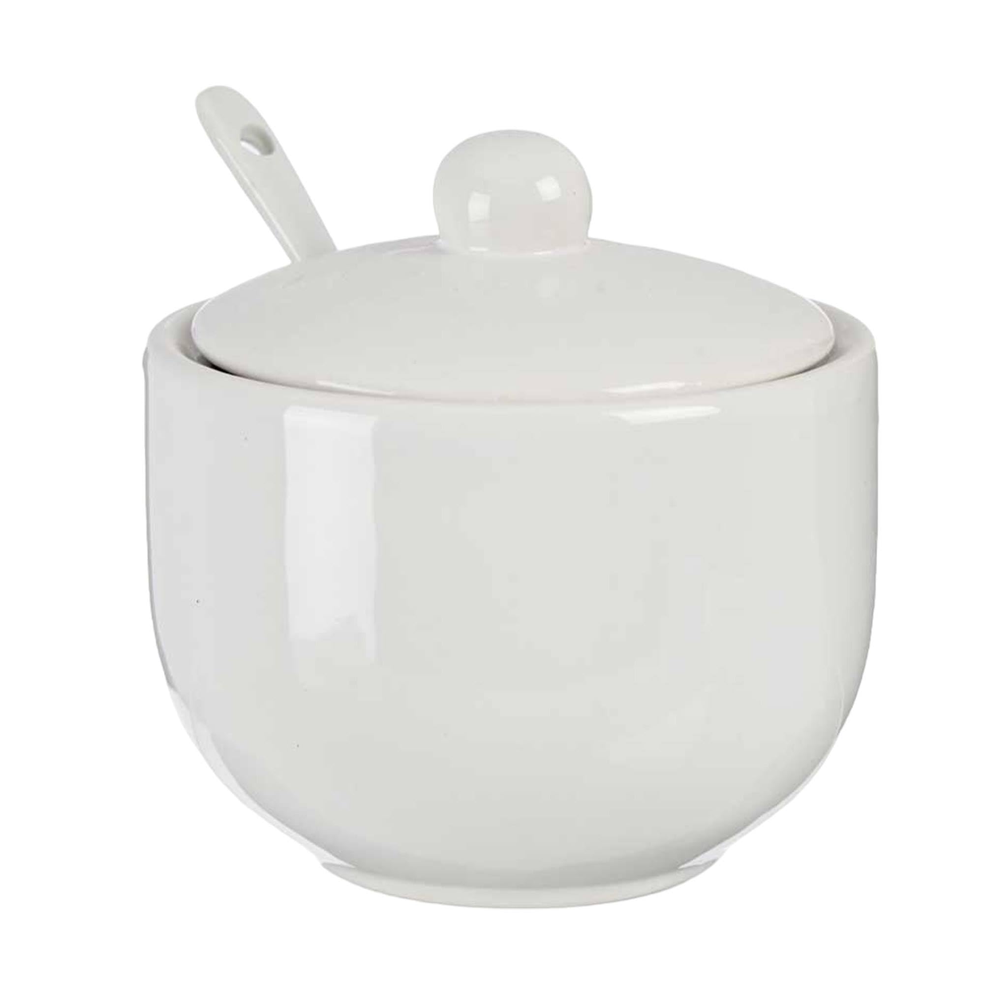 San Ignacio White Sugar Bowl with Spoon VESSIA Collection