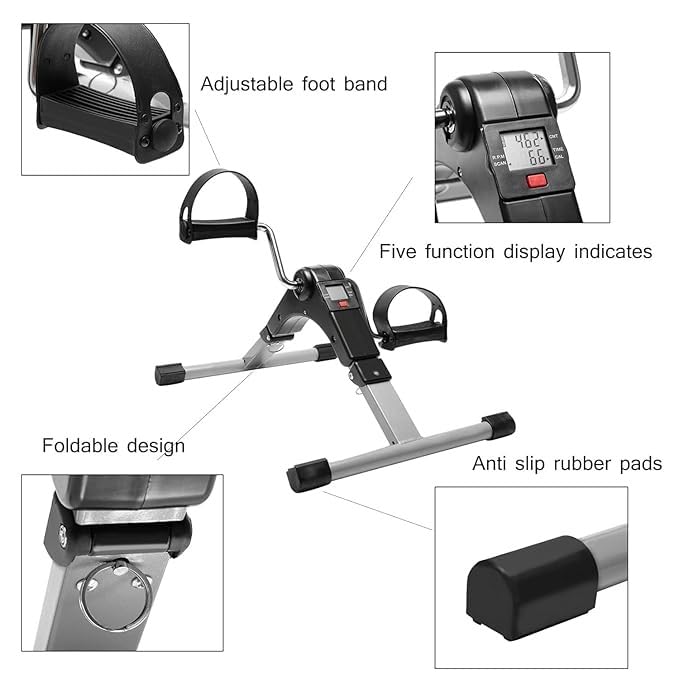 Image of RK Prime Mini Cycle Pedal Exerciser - Under Desk Bike for Home & Office | Adjustable Resistance, LCD Display | Arm & Leg Workout | Non-Slip, Portable | Physiotherapy & Seniors