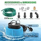 WORKEASE 850GPH Sump Pump Automatic On Off, Automatic Submersible Water Pump with 5 Hose Adapters, 23FT Drain Hose, 25FT Power Cord, Water Pump for Draining of Pool Covers, Ponds, Tubs - Image 3