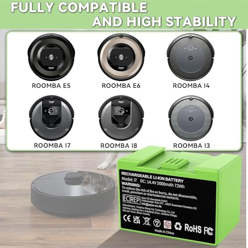 Image of POWTREE 5000mAh ABL-F 72Wh Replacement for iRobot Roomba i7 Battery Compatible with e and i Series i3 3159 i8 j7 j7+ 7158 7150 7550 7558 i3 i3+ 3150 i4 i4+ 4150 i8 e5 e6 e5150 e6198 Vacuum Cleaner