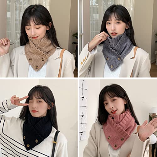 Knit Neck Gaiter Womens Neck Warmer Scarf with Buttons Winter Thermal Scarves for Dating Traveling Working Cycling3