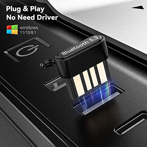 Usb Bluetooth 5.3 Adapter For Pc, Geodmaer Plug & Play Mini Bluetooth Edr Dongle Receiver & Transmitter Supports Windows 11/10/8.1/7 For Desktop Pc Bluetooth Keyboard Mouse Printers Headsets Speakers #TOP1