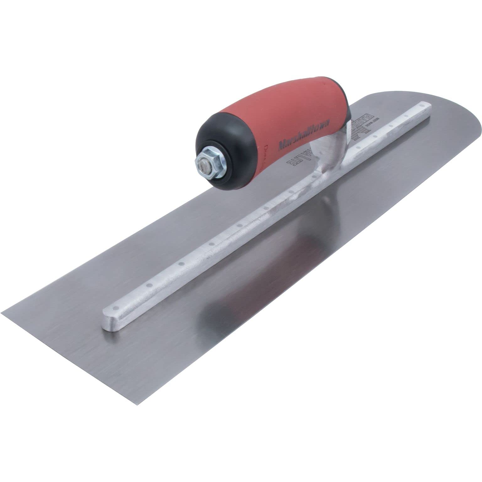 MARSHALLTOWN Frattazzo lisciante con frontale tondo, manico curvo DuraSoft, in acciaio al carbonio, molto adatto per terreno e calcestruzzo, dimensioni del frattazzo: 406x102 mm, Argento