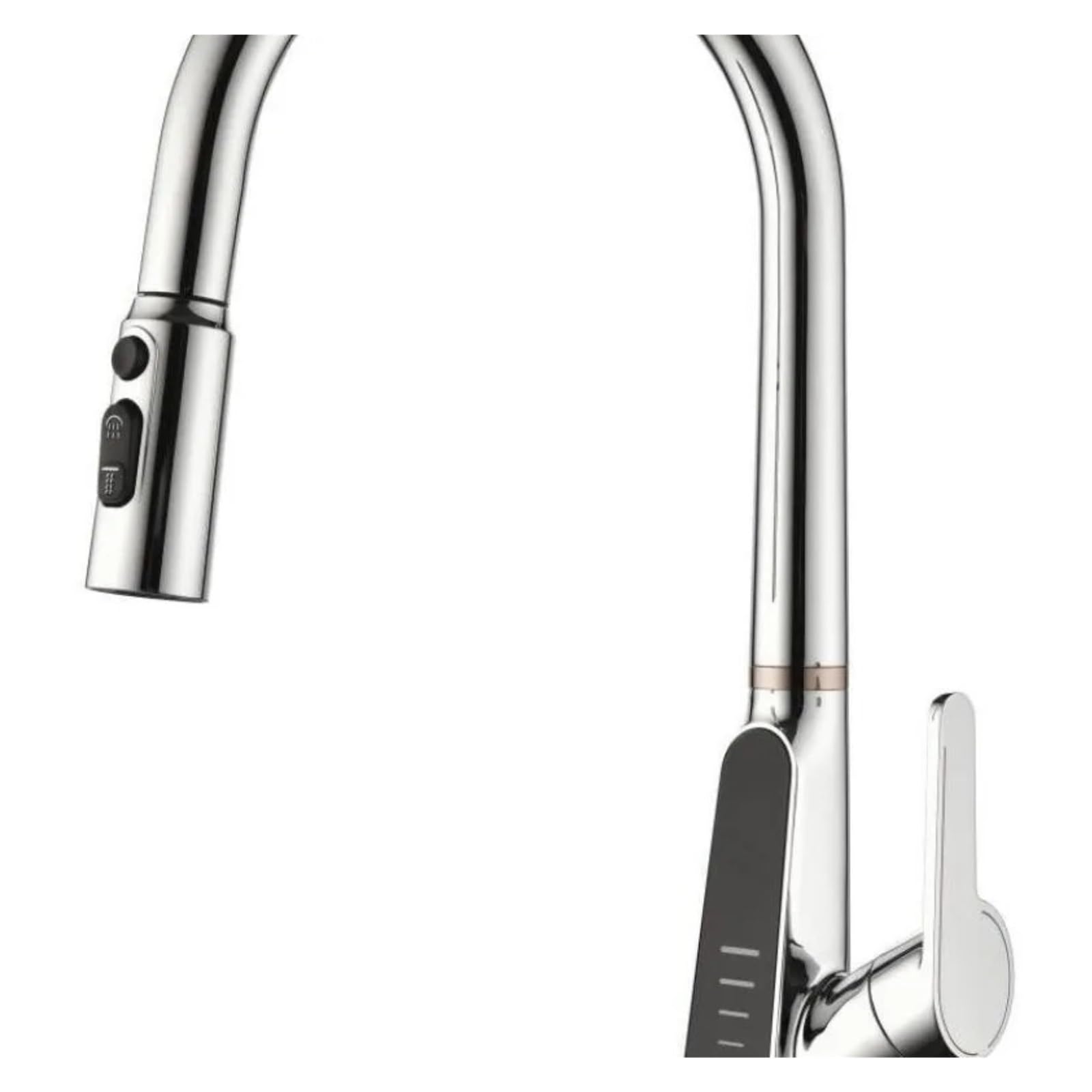 Brass Kitchen Faucet, Pull Out Sink Mixer Tap with Hydroelectric LED Display, 3 Water Outlets,Safe and Reliable(Chrome Color)