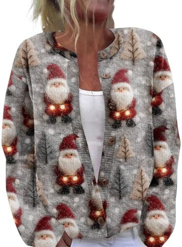 Christmas Sweaters For Women Funny Button Down Festive Coat Xmas ...