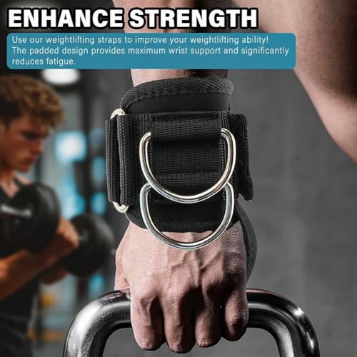 Image of Weight Lifting Wrist Straps with Metal Hooks for Gym - Heavy Duty Deadlift Straps with Padded Wrist Support, Non-Slip Grip for Pull Ups, Strength Training & Powerlifting for Men & Women (Black)