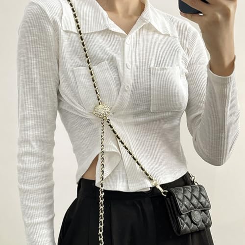 Image of Jiesinlov Purse Chain Adjustable Shoulder Strap with Small Metal Ball Replacement Transformation Crossbody Handbag