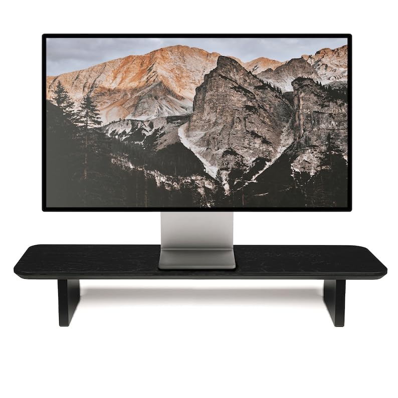 carpentray Wooden Computer Long Monitor Stand, Monitor Riser Desk Shelf Desktop Legs Stand TV Laptop Riser (Full Black)-picture-24
