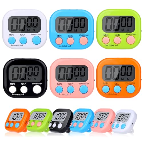 12 Pack Digital Kitchen Timers for Cooking, Small Magnetic...