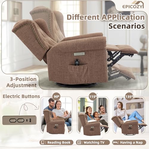 Sillón reclinable eléctrico tapizado marrón miniatura 3